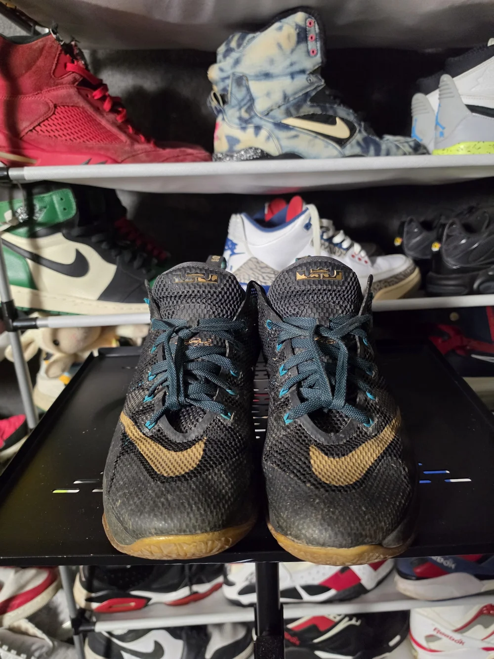 🔥 Nike Lebron 12 Carbon Fiber SVSM Men’s Size 11 Black Gold Low